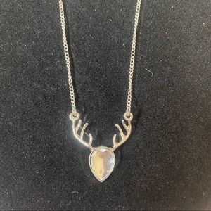 Clear Crystal Deer Antlers Necklace